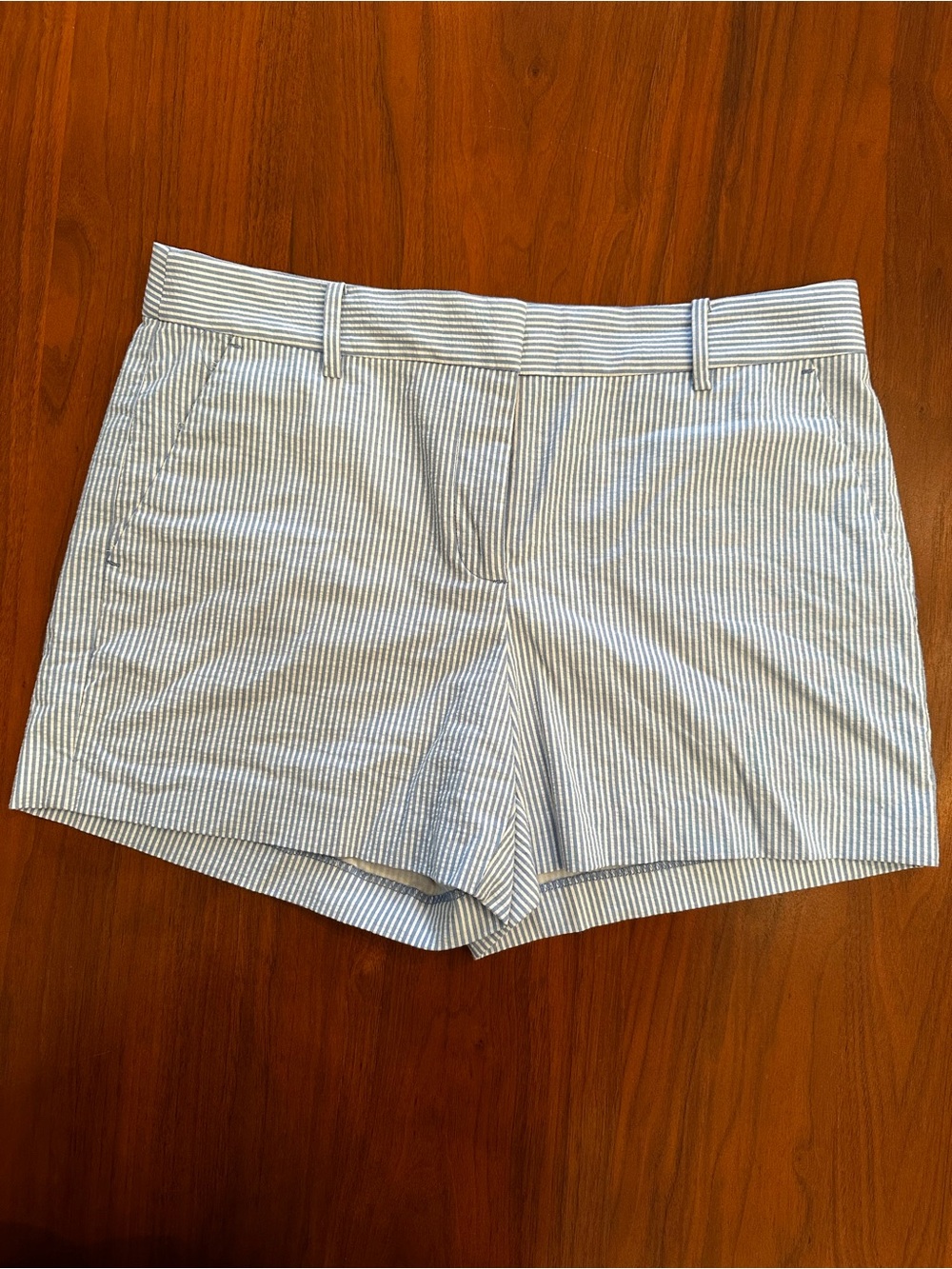 LOFT The Riviera Short Striped Seersucker Women’s Shorts Light Blue/White size 8